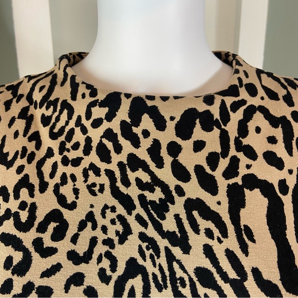 Chico's Sz 2 Leopard Dress Cheetah Midi Shift Animal Print 12/14 - Picture 5 of 13